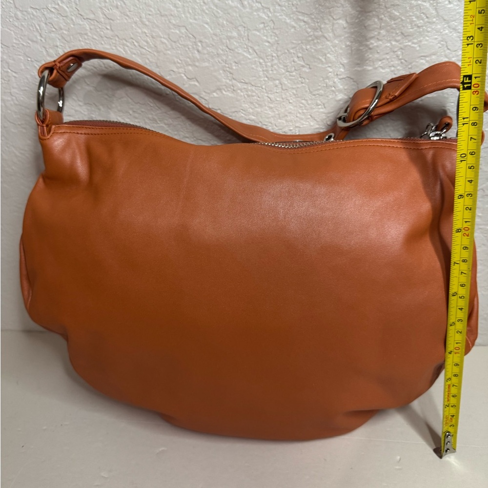 Coach Burnt Orange Leather Shoulder Bag Hobo Style Purse #13655 - Picture 8 of 13